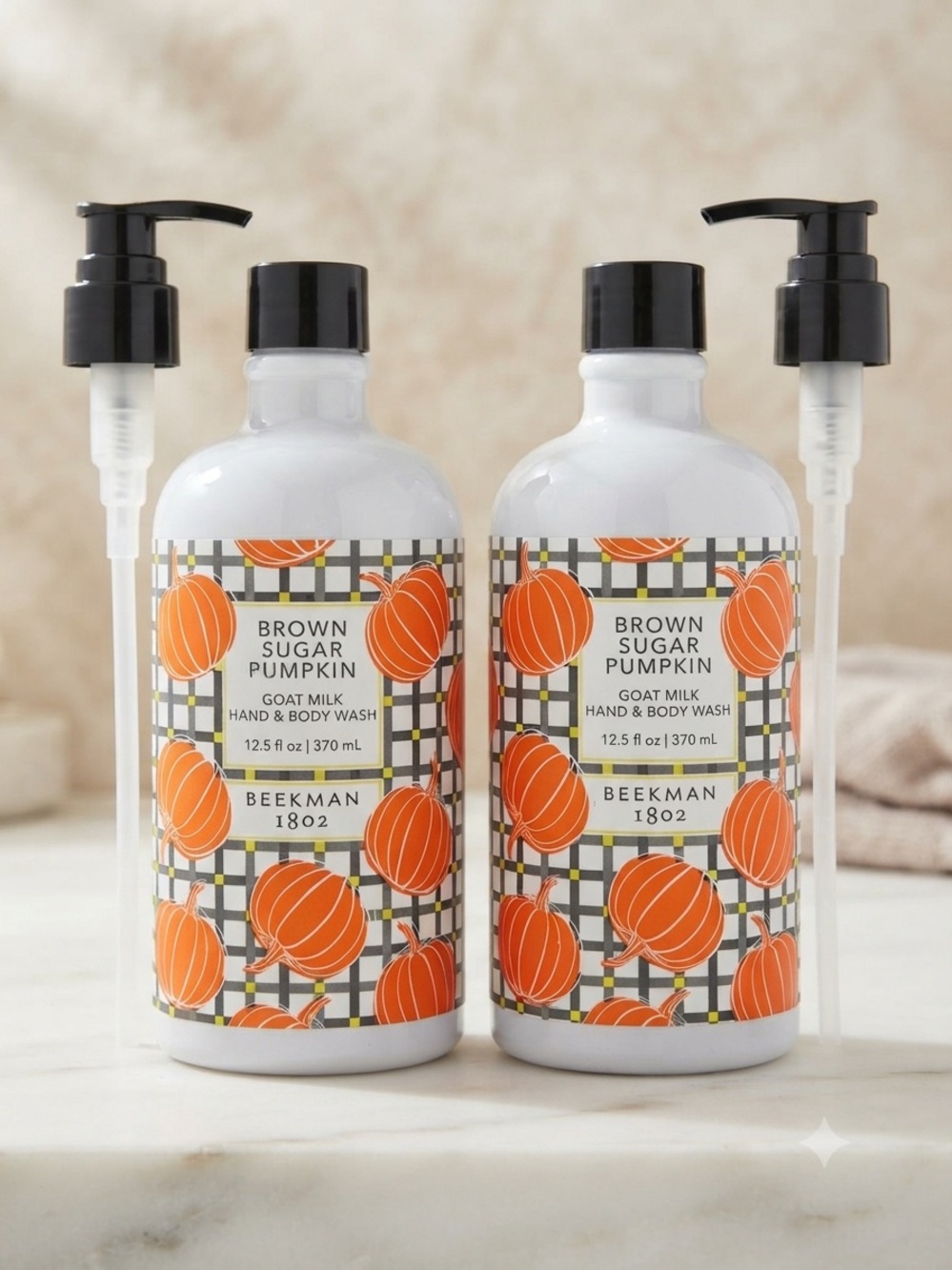 BEEKMAN 1802 Brown Sugar Pumpkin Hand & Body Wash Duo NEW